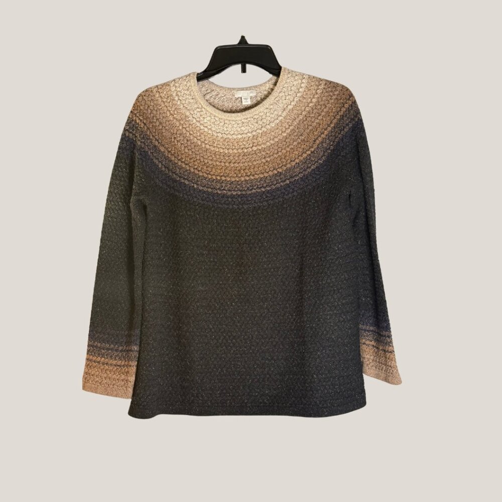 Thumbnail: J. Jill Women's M Ombré Textured Knit Crew Neck Sweater Tunic Cotton